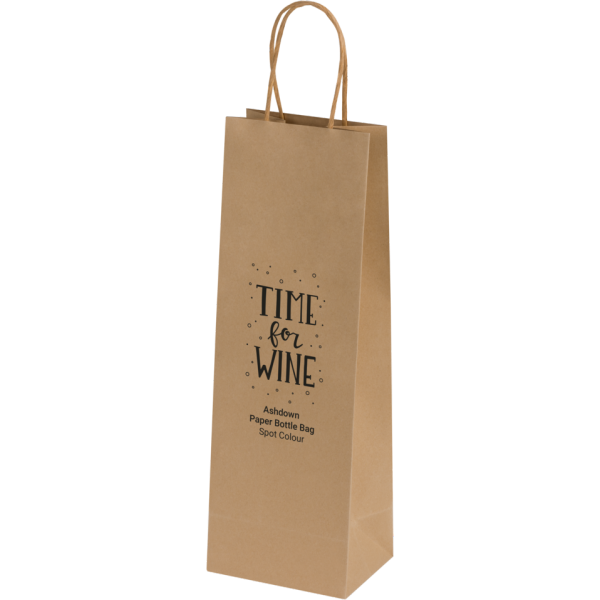 Ashdown Bottle Paper Gift Bag - Kraft - 150GSM