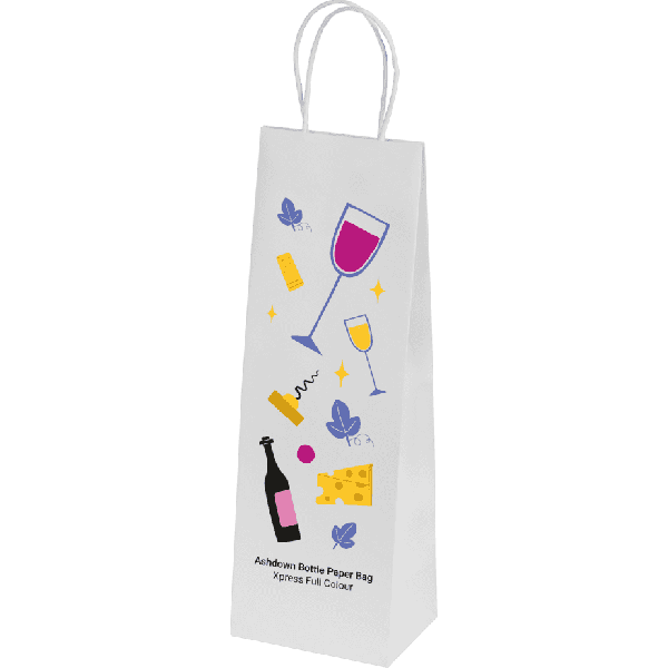 Ashdown Bottle Paper Gift Bag - White - 200GSM