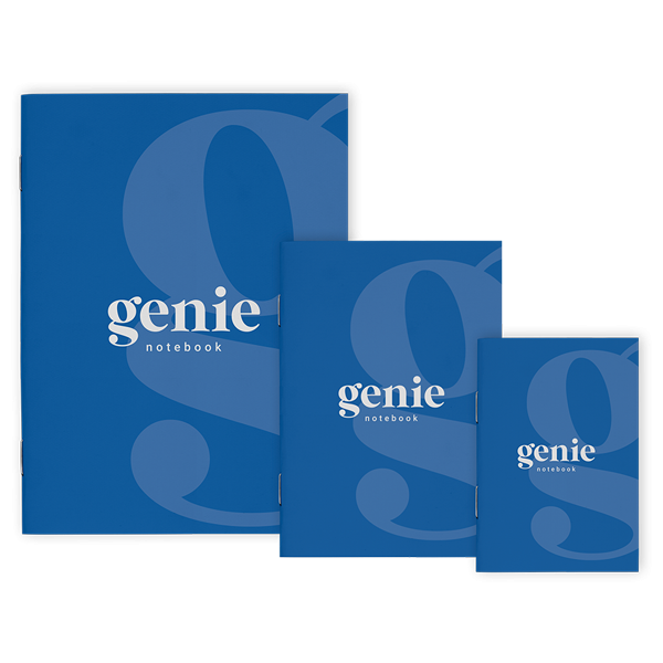 genie Notebook - A4 - Saddle Stitched with Rounded Corners & Pen Loop