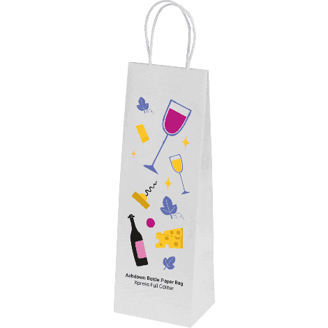 Ashdown Bottle Paper Gift Bag - White - 200GSM