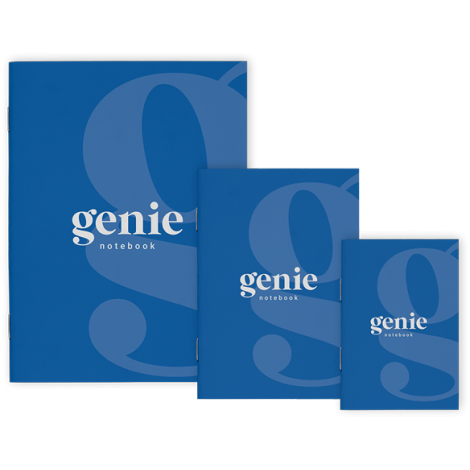 genie Notebook - A4 - Saddle Stitched with Squared Corners & Pen Loop
